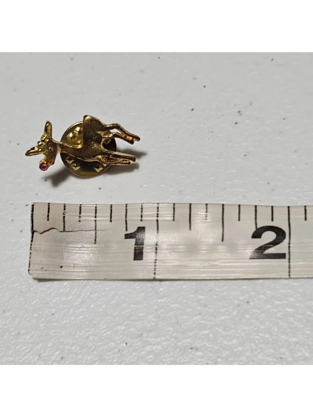 Vintage Rudolph Red Nose Reindeer Christmas Brooch Lapel Pin Holiday Gold Tone